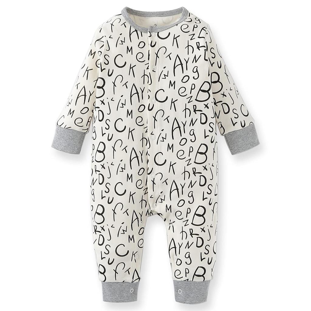 Baby Nest Baby Size Long Cotton Pajamas Boys' Romper, 80, Open-Front Coverall, Sleeves, Cute, 100%