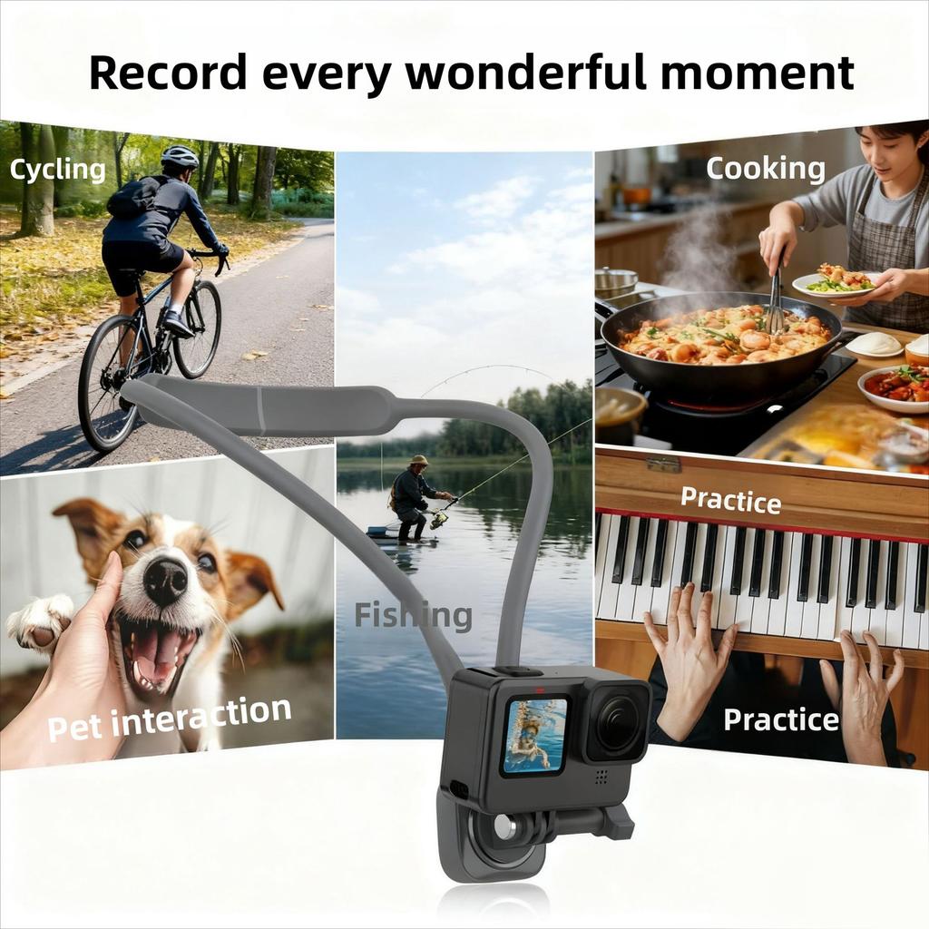 Magnetic Phone Neck Mount Fit for Go Pro Action Camera Multifunction POV Cellphone Neck Holder for Video Recording