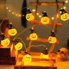 1PC 10/20 LED Halloween Small Pumpkin With Black Hat String Lights Battery Operated For Home Windows Indoor Outdoor Garden Decor