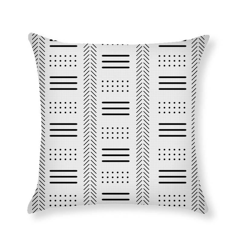 Nordisch Schlicht Schwarz und Weiß Geometrisch Weiß Leinen Kissenbezug Sommer Zuhause Sofa Kissen Kissenbezug