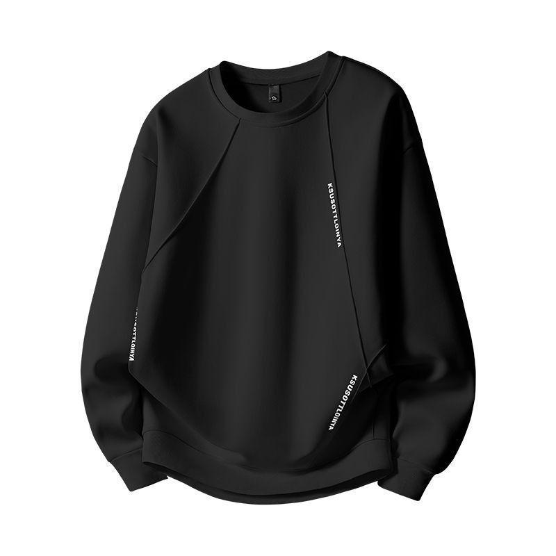 Large Size Crew Neck Sweater Men'S Spring And Autumn Loose And Thin Long-Sleeved Bottoming Top Plus Fat T-Shirt