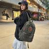 Leopard Print Canvas Fashion Backpack for Women, Casual School Travel Bag with Detachable Shoulder Straps