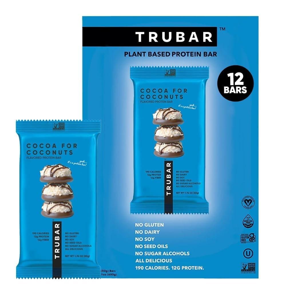 Truva Protein Bar Coconut Cocoa Ten Free Vegetable Dairy Non-GMO Soy Sugar-Free Alcohol Fiber Carbohydrates On-the-Go Snack 1 | 1 pcs 12g