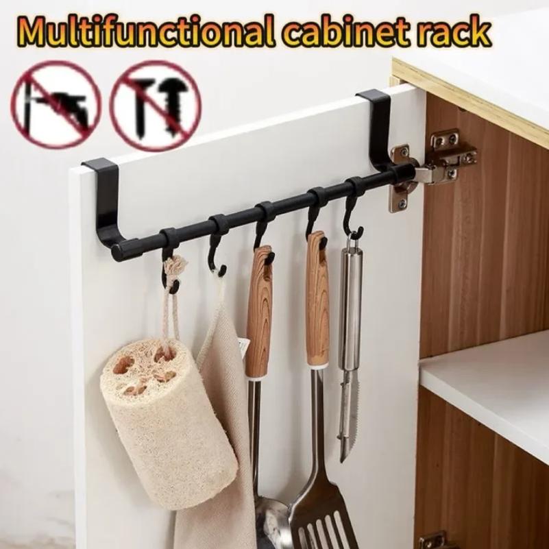 1/2pcs Wall-Mounted Kitchen Cabinet Towel Rack - Space-Saving Dishcloth Holder for Home and Bathroom No Drilling Require