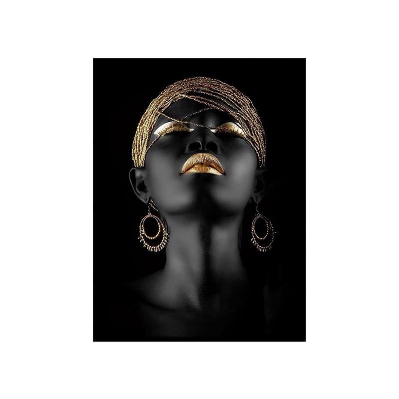 

Африканская женщина, золотые губы, холст, декоративная роспись, декоративная роспись на стене гостиной, коридора, ядро 20x30cm no frame