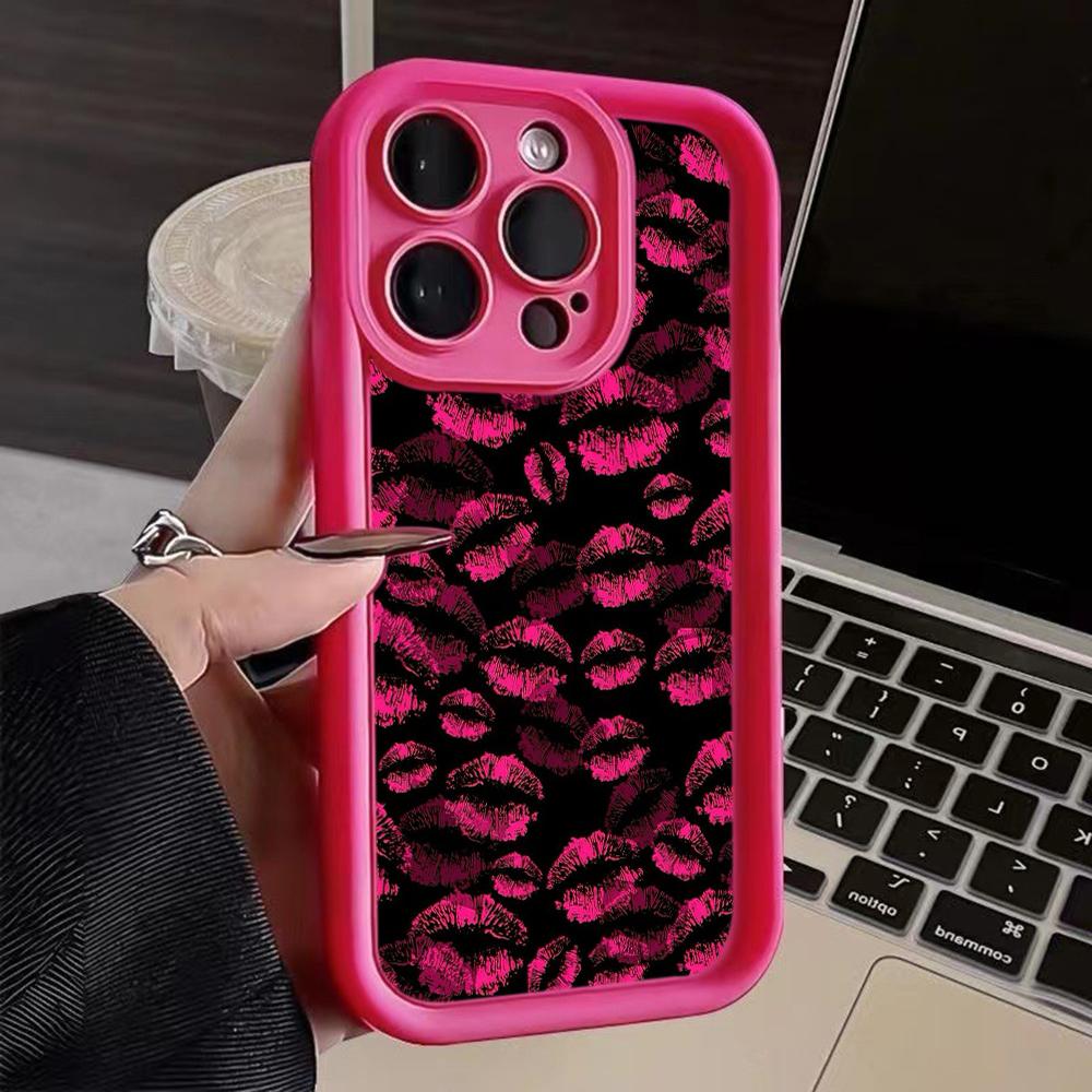 LZ22 Lips Kiss Digital Design Silicone Phone Case for iPhone 11 13 14 15 16 Pro Max 7 8 16 Plus 12 Mini XS Max XR Shockproof Back Cover