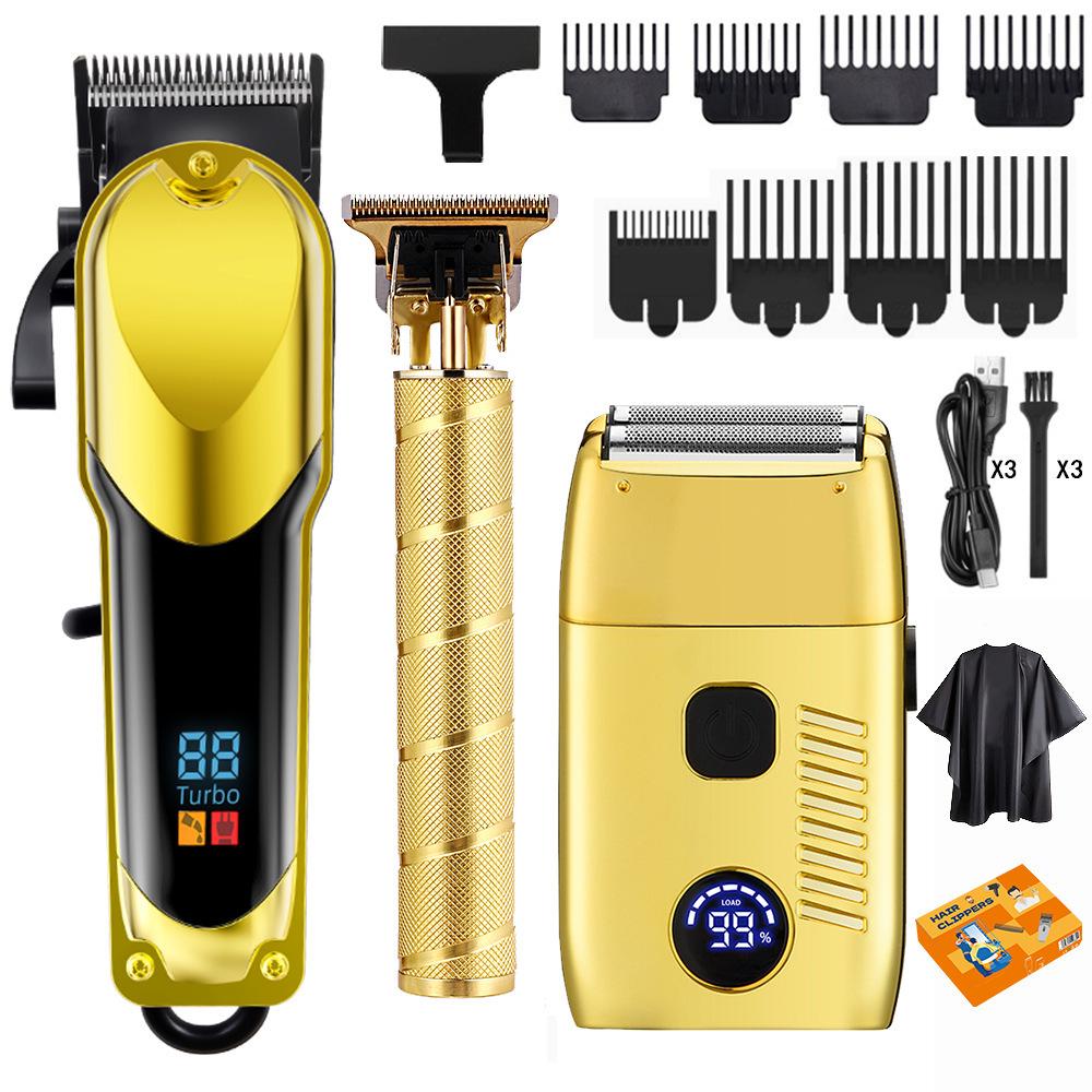 Parent-Child LCD Hair Clippers Set with Digital Display - Long-Lasting Battery Electric Trimmer and Shaver for Home Use