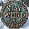 Funny Vintage Metal Tin Sign Stay Weird Wall Decor for Home Halloween Bathroom Bedroom Kitchen