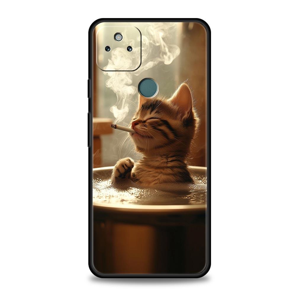 Fashion Kitten Smoking Pattern Phone Case Cover for Google Pixel 10 9 8 7 6 9A 8A 7A 6A Pro Shockproof Soft TPU 10 Pro XL Shell