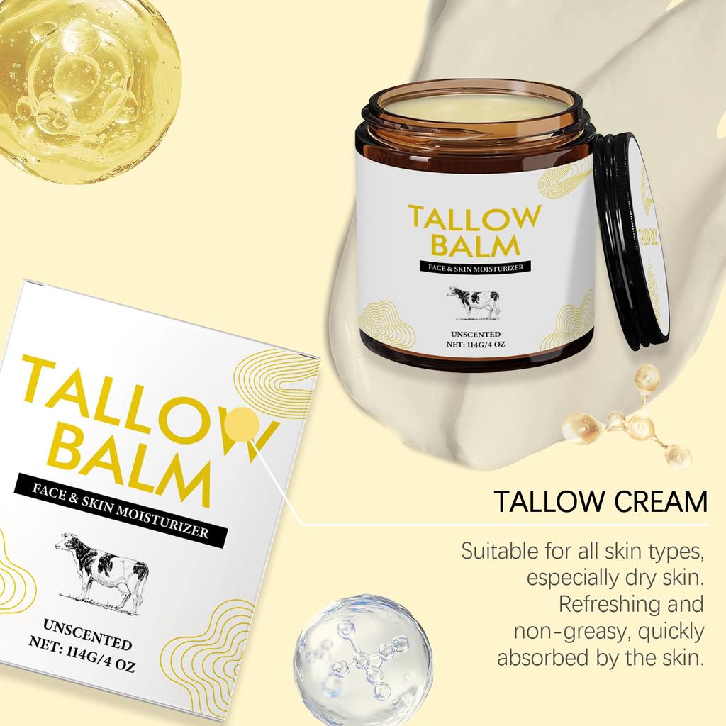 Tallow Cream Cowfat Face Cream Nourishes And Tender Skin, Repairs And Soothe The Face, Moisturize And Tighten The Skin  114g