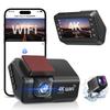4K Dual Cam: Front & Rear Recording Dash Cam with Reversing Image, Driving Track, HD, 3" WiFi Screen