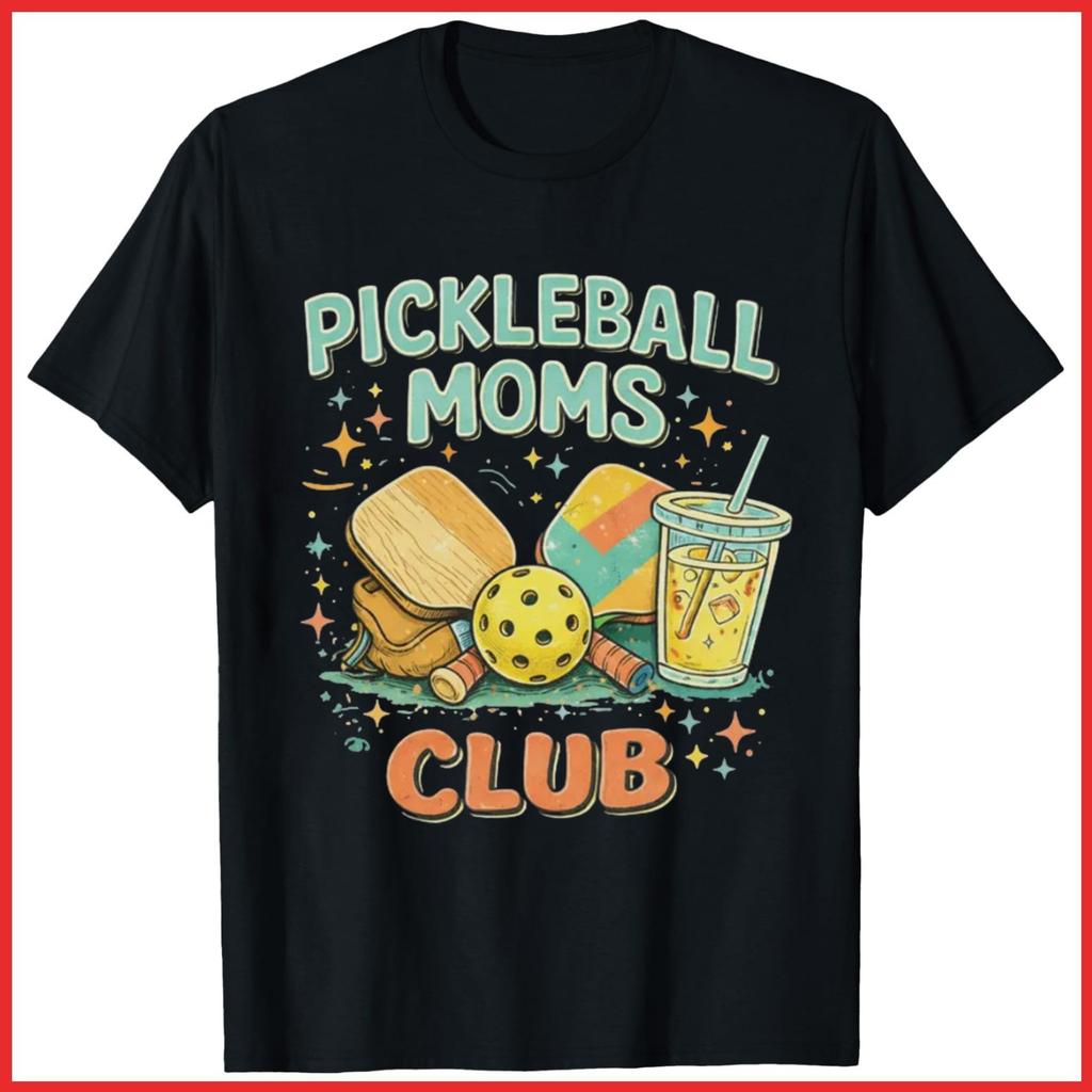 Pickleball Moms Club Gameday Sports Mom Black Cotton T-Shirt S-5XL