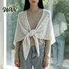 Travel Photography Shawl Women Knitted Triangle Shawl, Soft Wool Blend Pashmina Wrap, Lightweight Hollow Texture Scarf for Spring Autumn Layering And