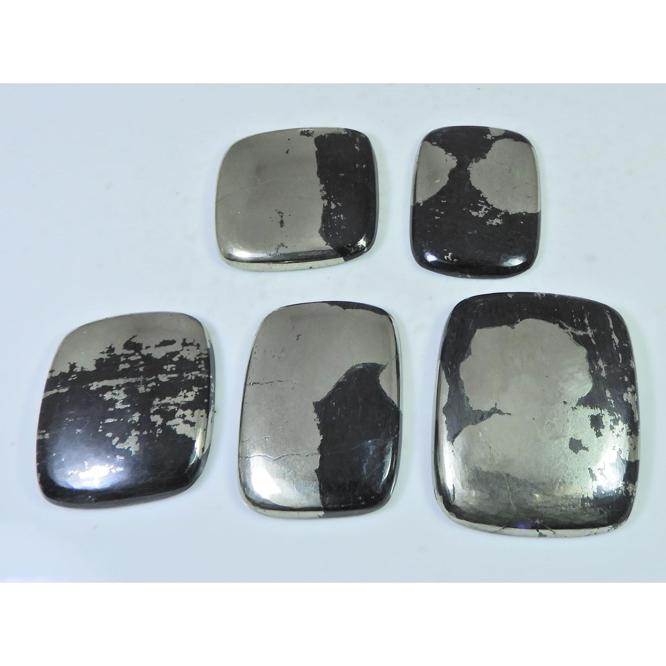 372Cts.Natural Apache Gold Pyrite Octagon Cabochon Loose Gemstone 05Pcs Lot C-1284