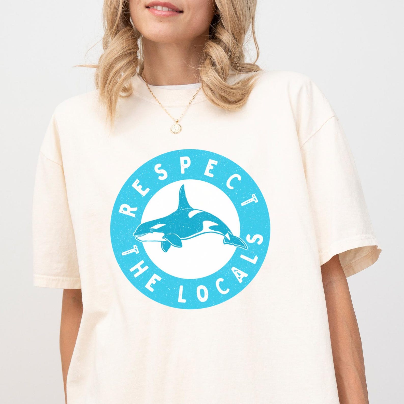 Respect the Locals Orca Shirt, Comfort Colors Tee M