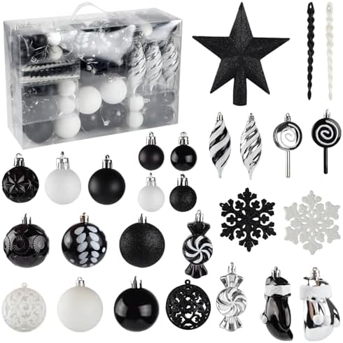 

73-Piece Shatterproof Christmas Ball Ornaments Tree Decoration Set (Black) Standard чёрный