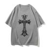 2025 New Summer Men's Offset Printing Flower Easter Horror Cross Men's Casual Loose Short Sleeved T-shirt