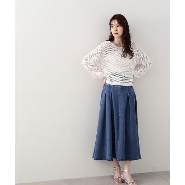 Proportion Body Dressing Sequin Mesh Knit Cream Yellow Women's Sweater,