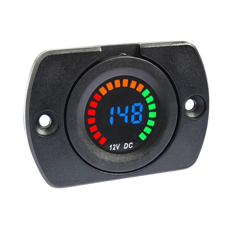 Digital Voltage Gauges for Automotive Use 12V/24V System with Clear Color LED Display & Simple Plugs Play Setups for Car