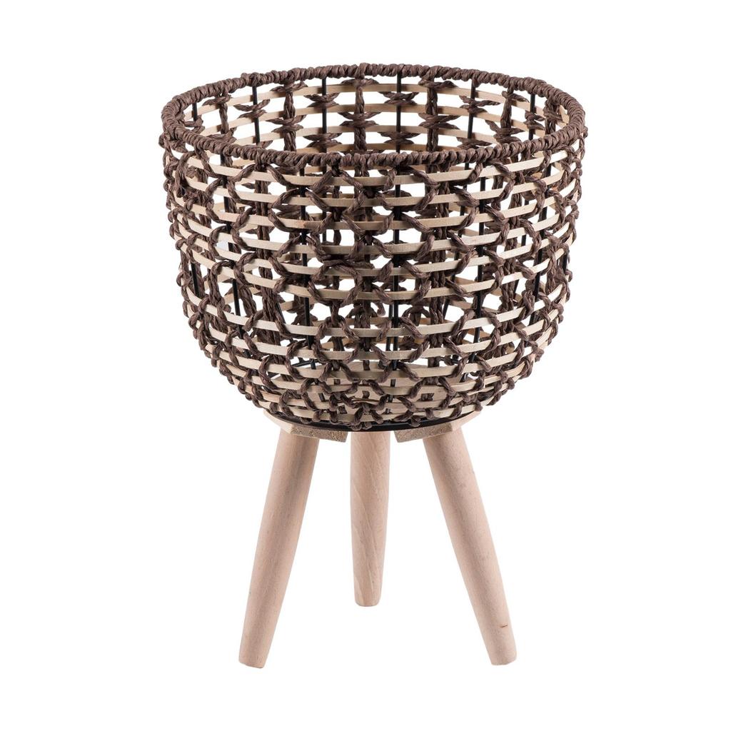 Modern Plant Stand with Wooden Legs Flower Pot Holder for Home Decor
