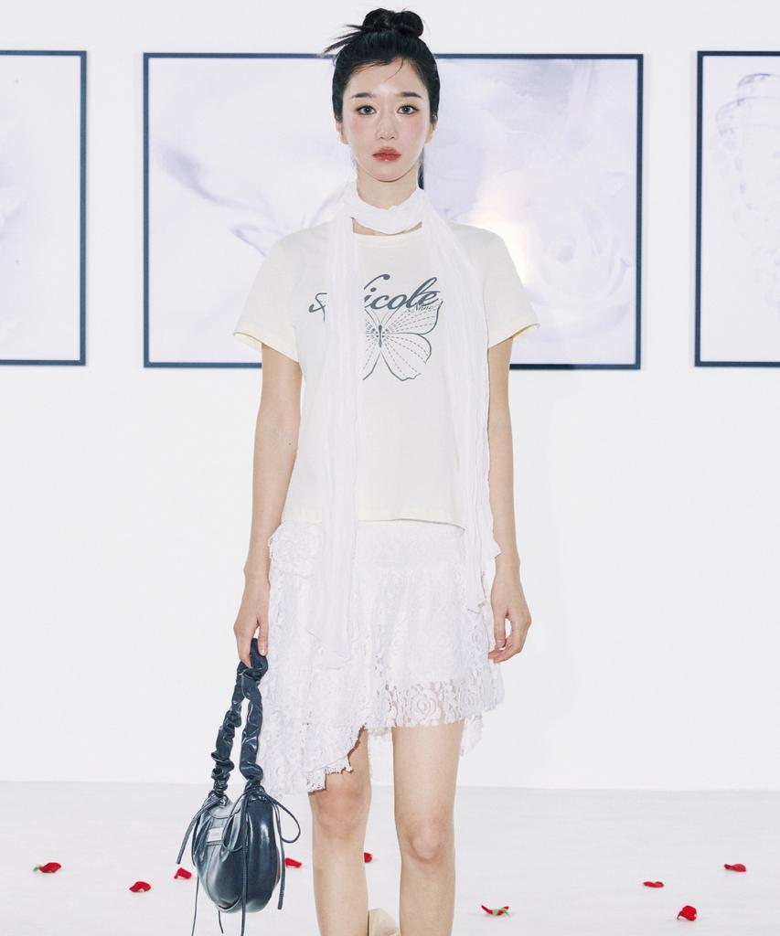 Nick&Nicole Crystal Shirring Ribbon Round Bag_Charcoal