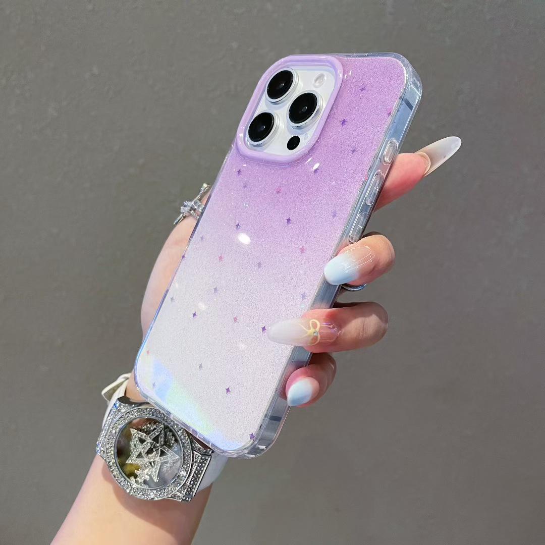 iPhone 17 Glitter Butterfly Double-Layer IMD Protective Case with Leather Lanyard iPhone 13