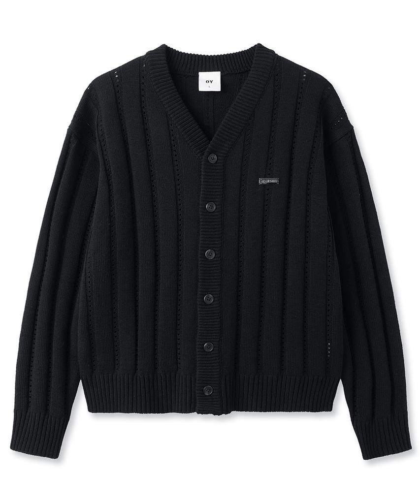 Openyard(Oy) Modish Cropped Stripe Cardigan - Black
