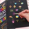 With Wooden Pen Rainbow Scratch Book Colorful Glitzy Paper Note Color Drawing Paper  Kids Gift