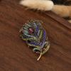Vintage Style Peacocks Feather Brooch With Shimmering Rhinestones For Formal Event Fashion Clothing Accessories