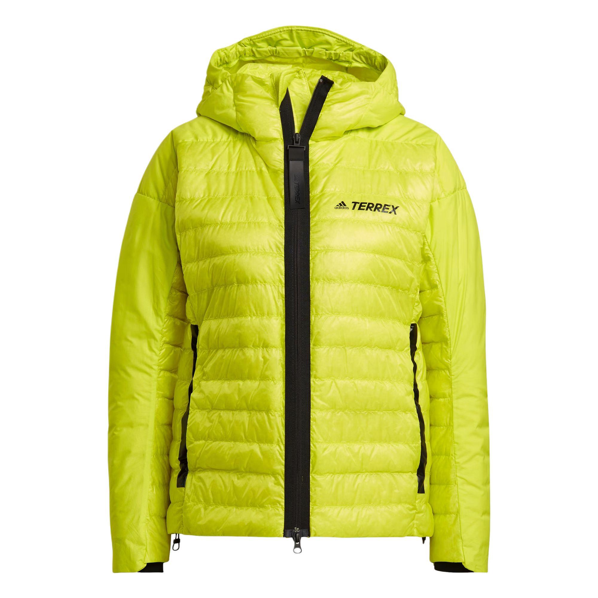 Adidas Lightweight Hooded Down Jacket Casual Warm Outerwear Women Yellow GM4785 L