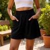 2025 Summer Women's High Waist Fashion Plus Size Cotton Linen Shorts - Versatile and Casual European & American Style