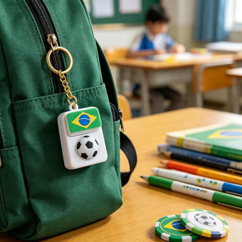1-10PCS Soccer Fan Collectible Keychain Spinning Clicker Stress Relief Fidget Toy with Flag Pendant Memorial Gift