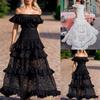 Frauen Damen Langes Chiffon Plissee Einfarbiges Kleid One-Shoulder-elegantes Brautjungfernkleid Abend-Abschlussballkleid