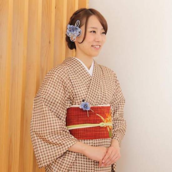 Kamakura Kogei Japanese hair ornament set Carnation flower hair 3 blue [Kamakura Craft] 5-piece clip, hairpin, U-pins, (ulmarine)