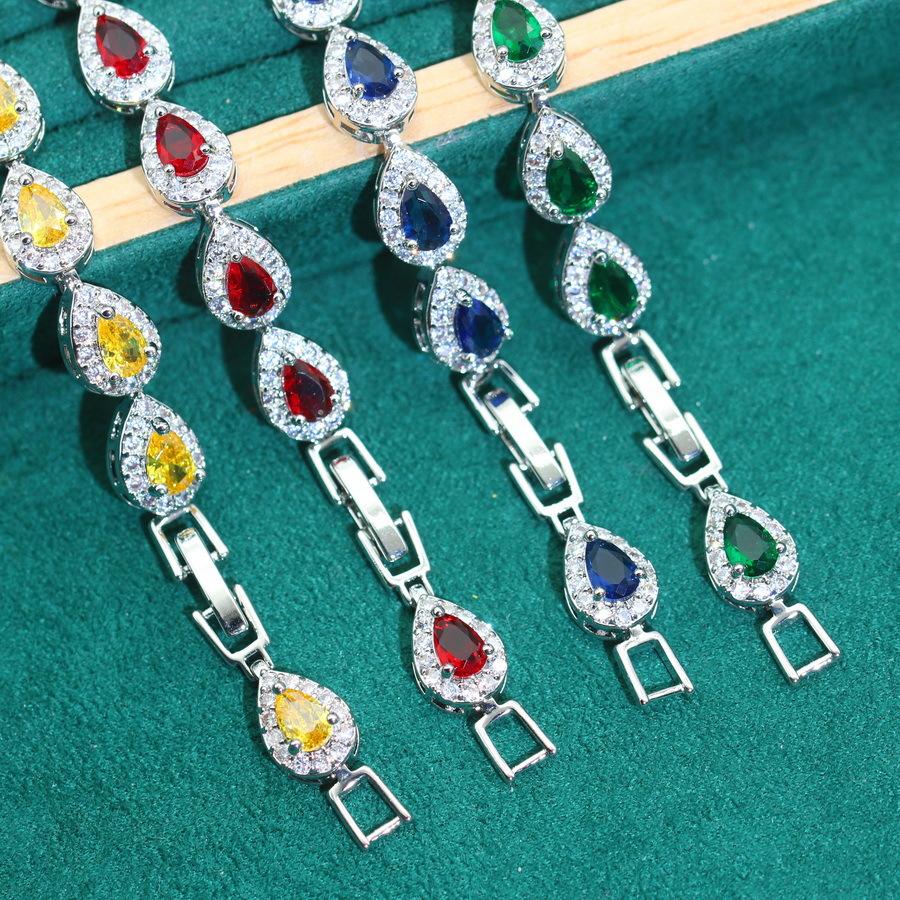 European and N Seiko Light Luxury Color Jewelry New Bracelet Water Drop Micro Inlay Zircon Luxury Bracelet Zircon Jewelry