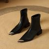 Vintage Dicke Absätze Damen Pelzfutter Knöchelboots Herbst Winter Metall Spitze Stripper Party Kurze Stiefel Zapatos De Mujer