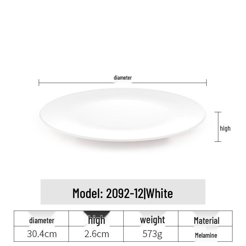 White Melamine Plastic Round Plate for Catering and Restaurant Dining
