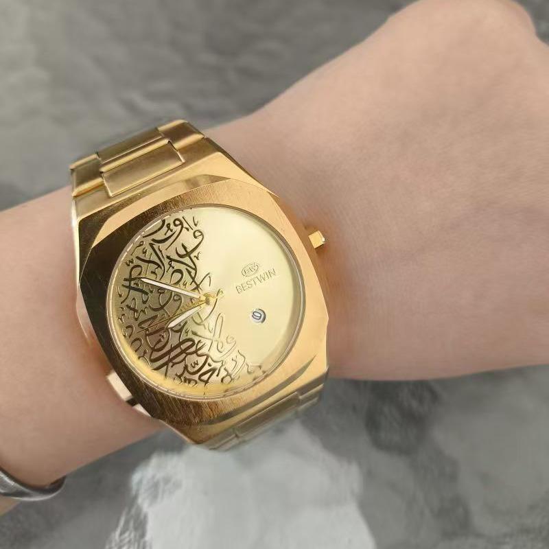 Herren Golduhren Top Marke Luxus Edelstahl Uhrenarmband Hohe Qualität Herrenuhr Kreatives Design Datum Armbanduhr