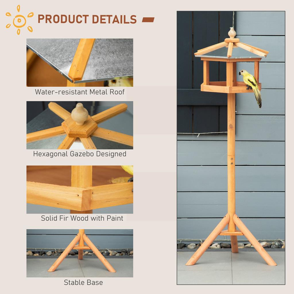 Birdhouse with Stand Weatherproof Bird Feeder House with Weatherproof Zinc Roof Feeder House Made of Wood for Wild Birds 40 X 40 X 113 Cm Yellow
