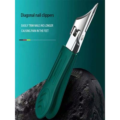 Modern Stainless Steel Toenail Clipper, 25° Angled Blades - Splash Resistant Design For Thick/Ingrown Nails, Ergonomic Non-Slip Handle