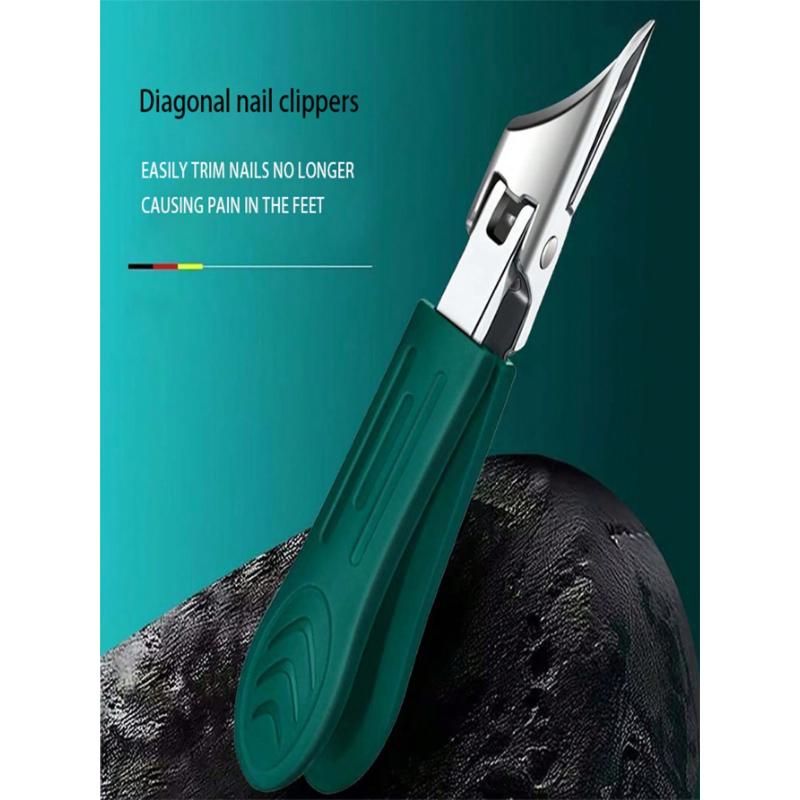 Modern Stainless Steel Toenail Clipper, 25° Angled Blades - Splash Resistant Design For Thick/Ingrown Nails, Ergonomic Non-Slip Handle