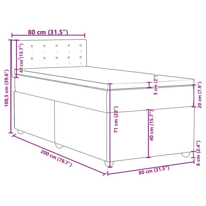 VidaXL Slatted Bed Base and Mattress Black 80x200 Cm Fabric 3288823