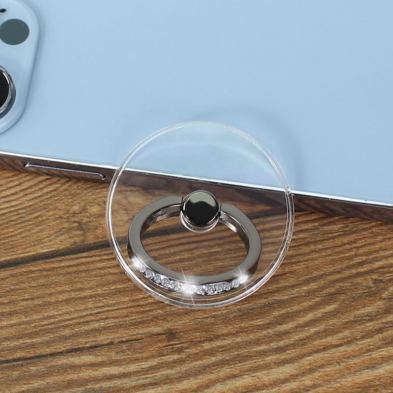 Transparent Round Diamond Ring Buckle Holder Adhesive Type Lazy Phone Holder
