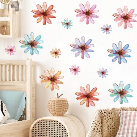 Flower Wall Decals Hand-painted Spring Wildflower Wall Stickers Peel And Stick Floral Wall Art Decor for Girls Bedroom Nursery Classroom Living Room
