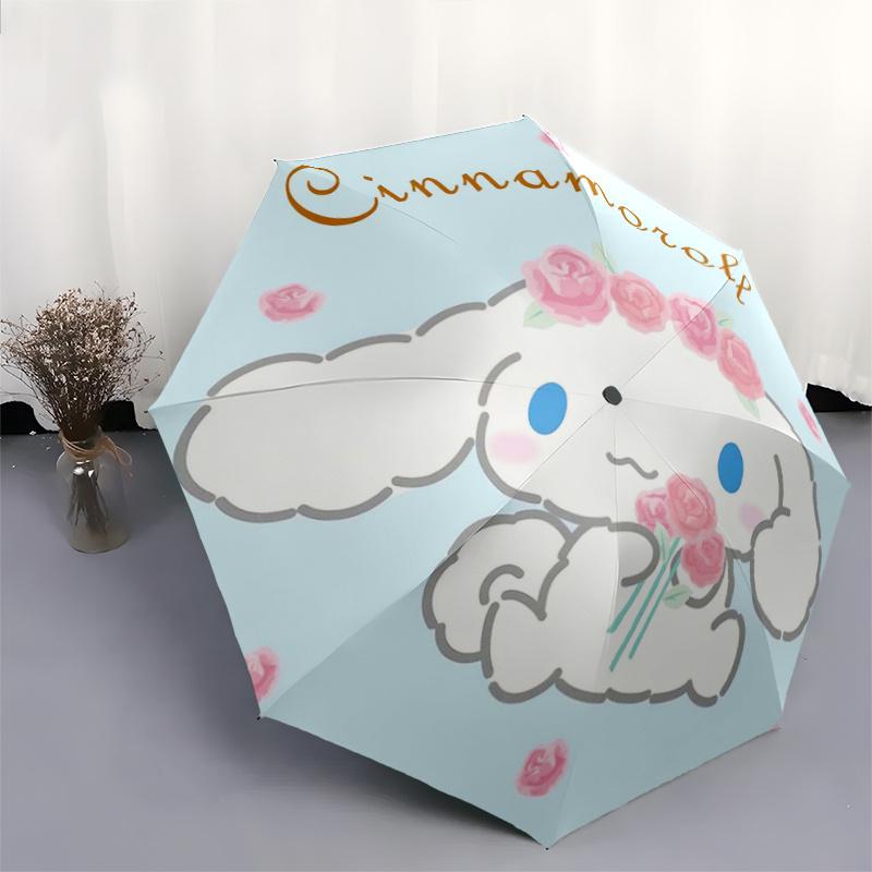 1pc Sanrio Cinnamoroll Rose Design Automatic Opening and Closing Folding - A Good Choice for Gifts, Fashionable and Convenient Umbrella With Cute Cart