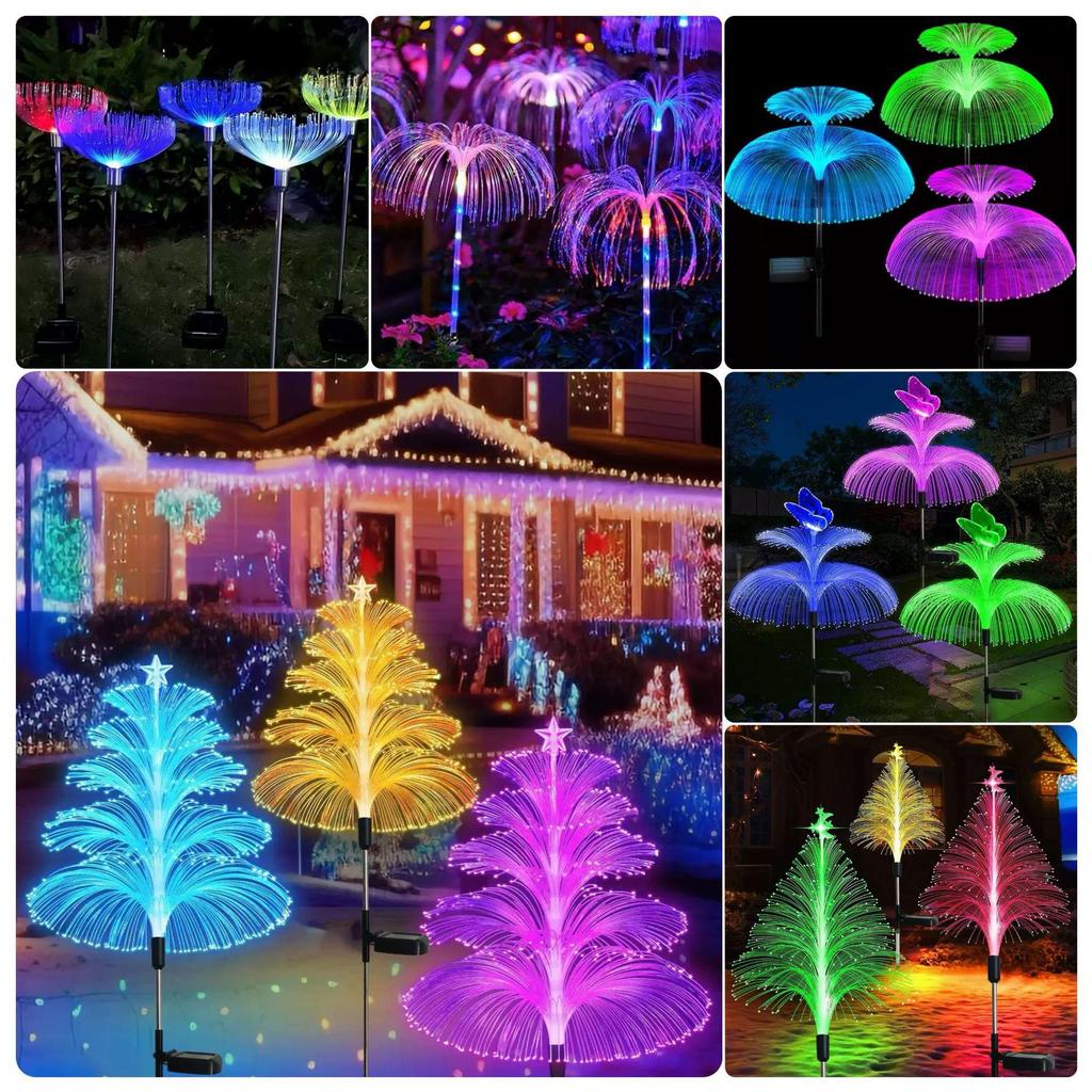 Colorful Solar Fiber Optic Jellyfish Garden Light - Outdoor Lawn and Courtyard Decoration