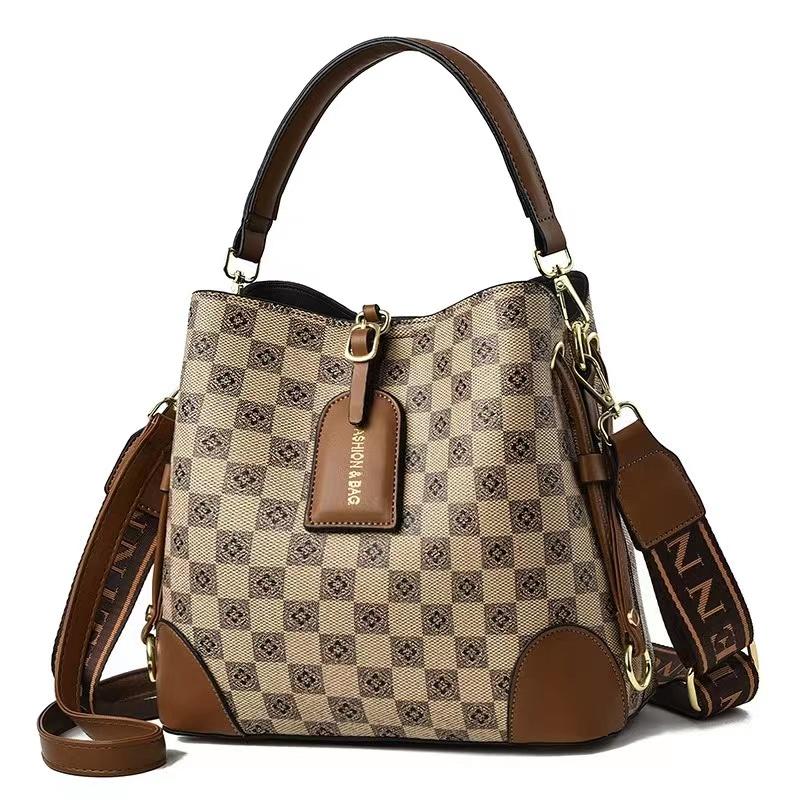 Retro Fashion Handbag Women's Bag Luxury Design Purses 2022 New Splicing Color Collision Print Shoulder Cross-body Bucket Bags