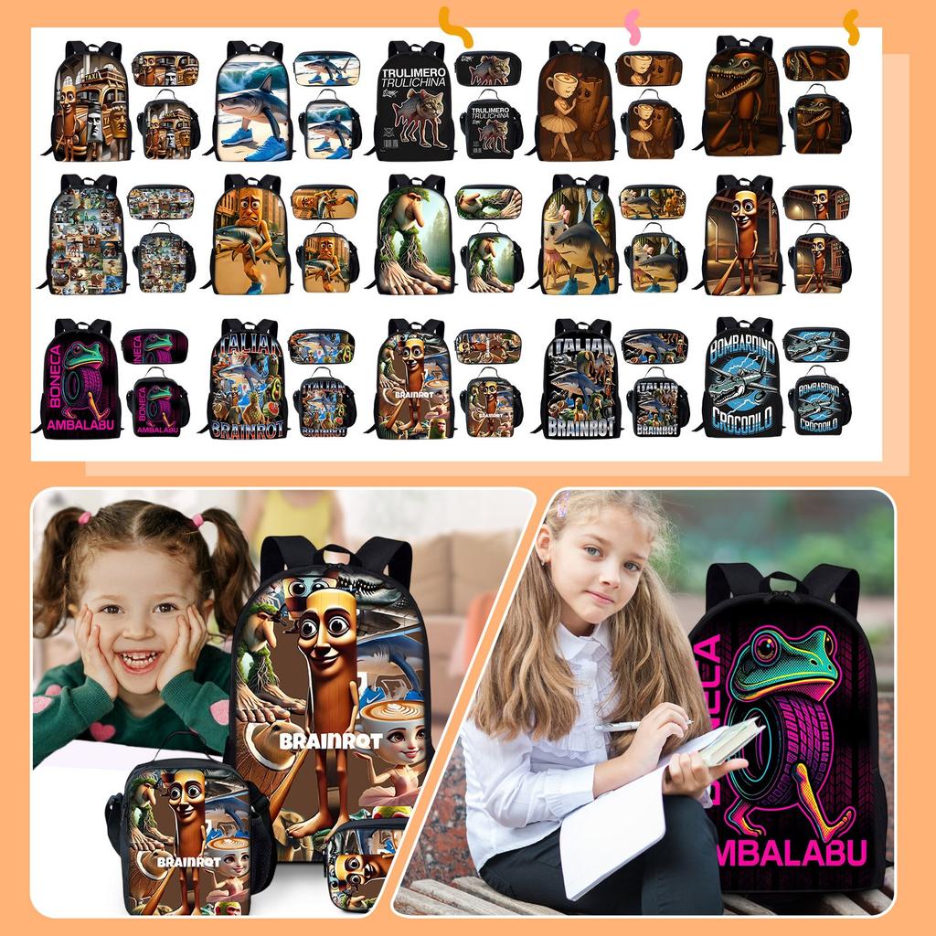 Cartoon Printing Casual Shoulder Bag Junior High School Students Large Capacity Backpacks