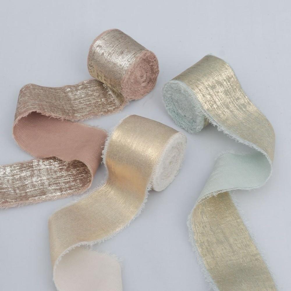 4cm Width Glitter Chiffon Ribbon Decorative Ribbon Elegant Silk Frayed Ribbon 5m Length Luxury Frayed Ribbon Wedding Decor