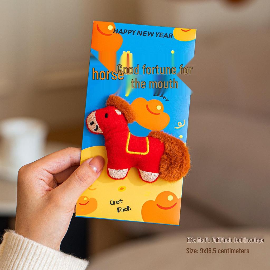 2026 Year of the Horse Plush Red Envelope: Premium Hot Stamped Spring Festival Lucky Money Packet